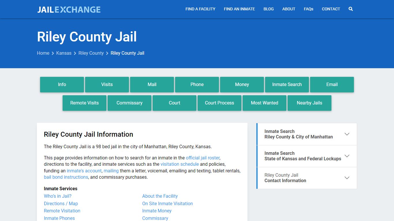 Riley County Jail, KS Inmate Search, Information
